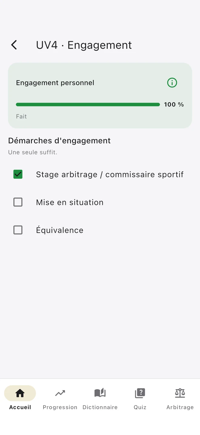 Suivi des démarches de l’UV4 dans l’application Objectif Dan