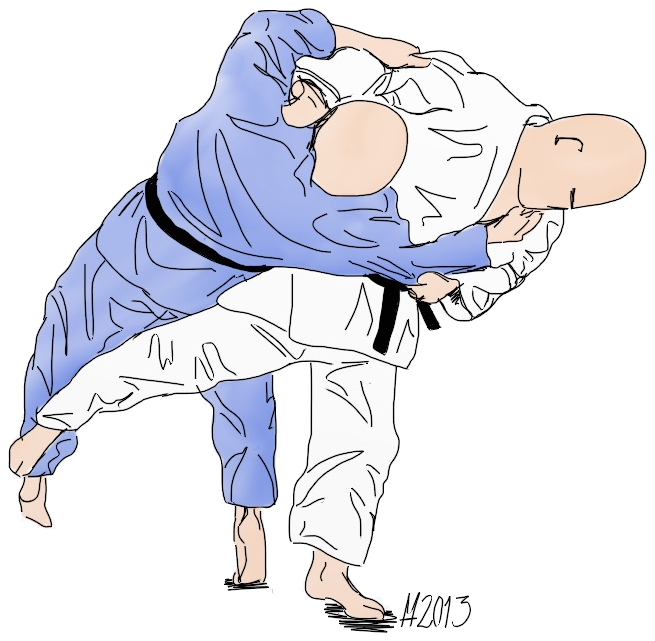 Dessin de O-soto-guruma par Michael Hultström